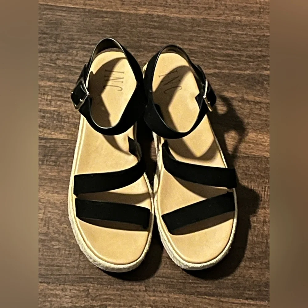 INC Black Espadrille Platform Sandals Size 8.5 - Picture 3 of 7